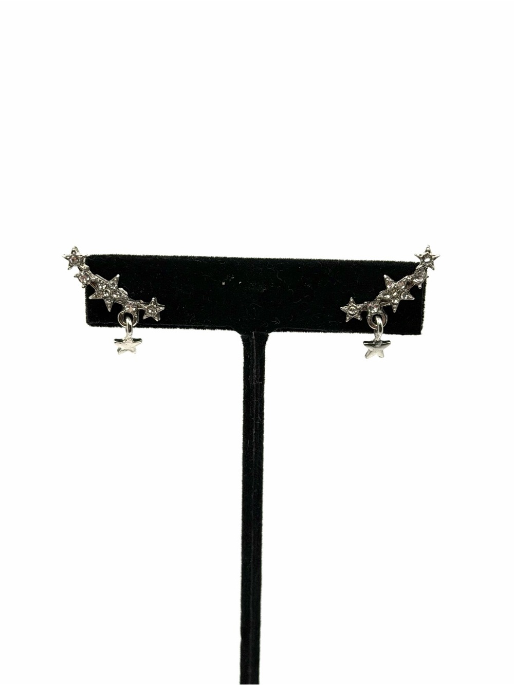 Silver Star Cluster Ear Crawler Earrings